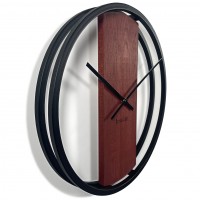 Dubové hodiny Loft Round kovové 50cm, z231 mahagón